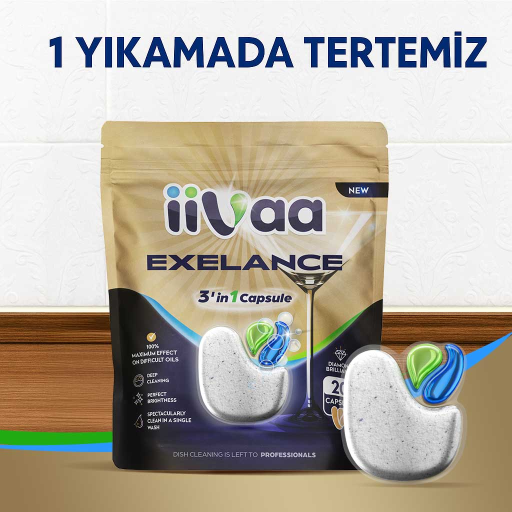 Mükemmellik 3’ü 1 Arada Bulaşık Makinesi Deterjan Kapsülü
